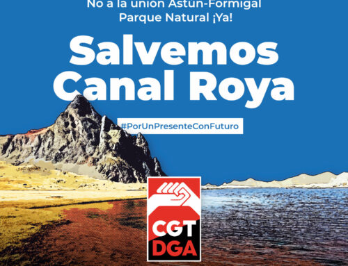 La sección sindical de CGT en la Diputación General de Aragón se suma a la defensa de Canal Roya