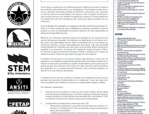 11 JUNIO DE 2025 POR LA ESTABILIDAD EN EL EMPLEO DEL PERSONAL TEMPORAL EN ABUSO DE TODAS LAS ADMINISTRACIONES